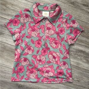 Maeve by Anthropologie Short Sleeve Floral Top Large NWT